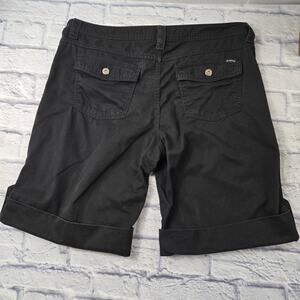 Riders Women's Denim Shorts Black Tabbed Cuff size 16M Small Button Flap Pockets